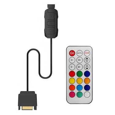 Imagem de MAYWILLA Kit de controle mini ARGB de 5V 3 pinos, fonte de alimentação SATA, controlador de ventilador RGB, hub de ventiladores de computador ARGB PC com controle remoto de 21 teclas, vários modos de
