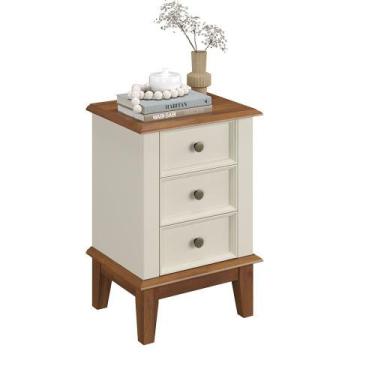 Imagem de Mesa de Cabeceira Madeira Maciça - Apaixone&Decore, Off White