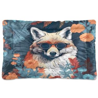 Imagem de Wassud Cama de cachorro Cool Wolf em óculos de sol, camas para cães pequenos, tapete lavável para animais de estimação, cama de gato para dormir, viagens, 45 x 61 cm