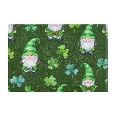 Imagem de Burbuja Tapete de banho St. Patrick Gnomo Clover, tapete de banheiro absorvente extra macio com suporte antiderrapante para banheiro, banheira, chuveiro, 41 x 61 cm