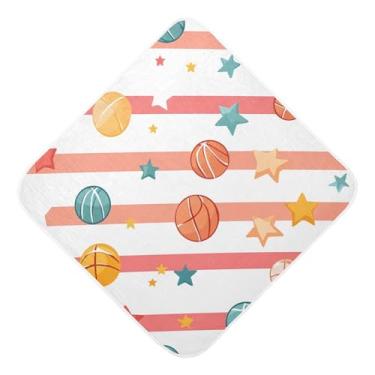 Imagem de STAYTOP Toalhas de bebê coloridas de musselina de basquete com capuz, toalha de banho super macia, toalhas de banho absorventes para banho recém-nascido unissex 89 x 89 cm