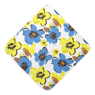 Imagem de Burbuja Toalha de banho para bebê com flores abstratas - Toalha com capuz de musselina macia e absorvente para recém-nascidos, 89 x 89 cm