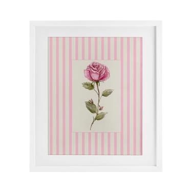 Imagem de Stupell Industries Impressão emoldurada rosa branca com listras rosa sob vidro, design de Lisa Wehmeyer, 40,6 x 33,5 cm