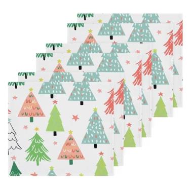 Imagem de Burbuja Pacote com 6 toalhas de algodão para árvore de Natal, toalhas de rosto altamente macias e absorventes para banheiro, mão, cozinha, academia, limpeza, 30 x 30 cm