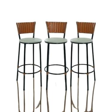 Imagem de KIT 3 BANQUETAS BANCO ALTO DE COZINHA AREA GOURMET MOVEIS DE JUNCO | Design Rústico e Confortável(3.bq.alta.imbuia/bege)