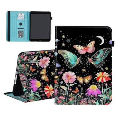 Imagem de smauncucn Capa para iPad Pro 11 polegadas M4 (2024) (número do modelo: A2836/A2837/A3006), carteira de couro PU com suporte multiângulo com despertar/hibernar automaticamente, borboleta lua e flor