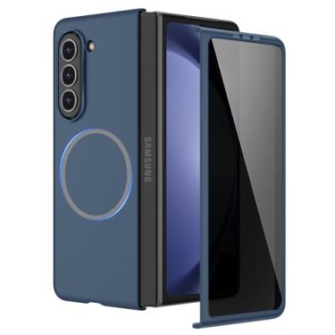 Imagem de Ruky Capa fina para Samsung Galaxy Z Fold 5, capa protetora rígida de policarbonato com protetor de tela de privacidade integrado, [compatível com MagSafe] Capa para celular para Samsung Galaxy Z Fold