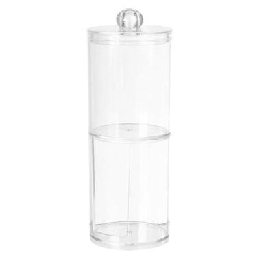 Imagem de Kit Organizador de Algodão Transparente com Tampa, Porta Hastes e Disco, Plástico, 2 Peças, 17cm x 7cm