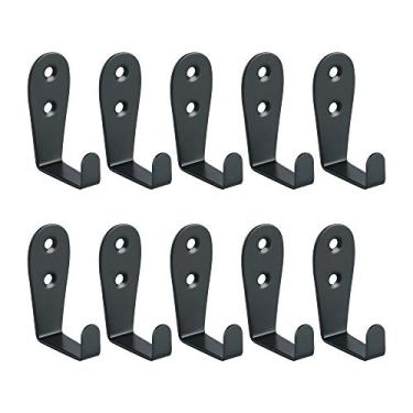 Imagem de Alise Cabide para roupão, gancho, toalha, ganchos resistentes, montagem na parede, ganchos para banheiro, cozinha, armário, armário, banheiro, garagem, varanda, aço inoxidável, acabamento preto