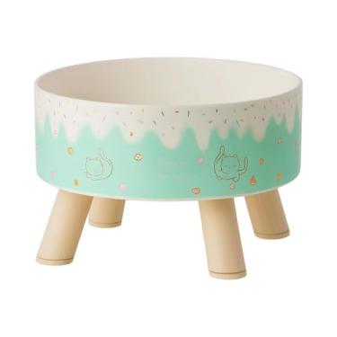 Imagem de Comedouro Bebedouro Elevado Xadrez Poá P/Gatos Cães Pequeno Porte (Ace Cream Verde)