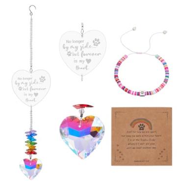 Imagem de NBEADS Presentes de memorial para cães, apanhador de sol de cristal em forma de coração com cartão de simpatia e pulseira memorial para decoração suspensa de gato ou cachorro, lembrança e luto