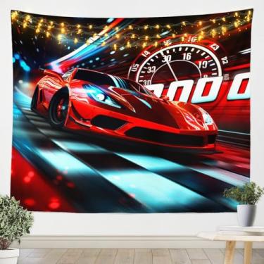 Imagem de Feelyou Tapeçaria de carro de corrida grande 149.9 cm x 208.3 cm Cool Car Wall Hanging Ultra Soft Extreme Sports Cobertor de parede para crianças, meninos, meninas, carro de corrida, arte de parede,