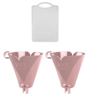 Imagem de Kit com 2 Suporte de Filtro de Café Rosa 103 + 1 Tábua de Corte Plástica Atóxica Branca