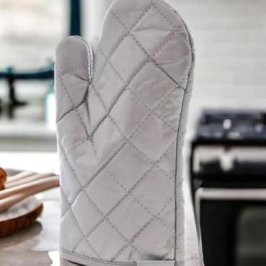 Imagem de Luva Térmica Cinza Universal para Forno Fogão Cozinha - Multiuso Antiderrapante Suporta 500°C Kit 2