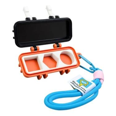 Imagem de Vaveren Porta-giz para taco de bilhar, caixa organizadora prática com três compartimentos para guardar giz e tacos de bilhar. Ideal para guardar e organizar, Laranja