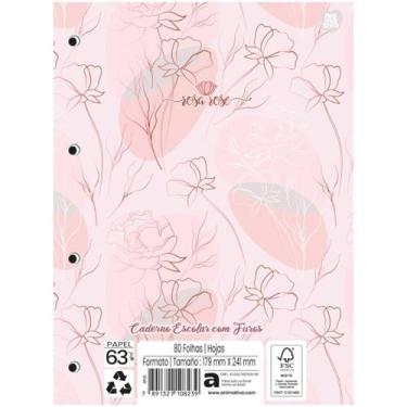 Imagem de Refil (COLEGIAL) Caderno Argolado Fichário Rosa Rose 80 folhas 17,7cm 