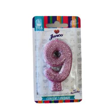 Imagem de VELA ANIVERSARIO ROSA Nº 9 - Junco