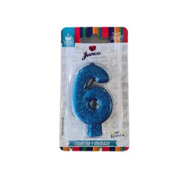 Imagem de VELA ANIVERSARIO AZUL Nº 6 - Junco