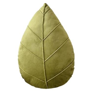 Imagem de predolo Almofada decorativa de folha em pelúcia, almofada para festa, para casa com estampa de planta, macia para amantes de jardim, dormitório, sofá, férias, Verde Grama 38x25cm
