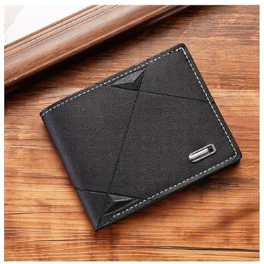 Imagem de Carteira masculina fina com clipe para dinheiro, carteira minimalista com zíper, carteiras masculinas dobráveis com porta-cartão de crédito, carteira masculina de couro sintético com porta-moedas