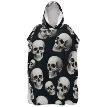 Imagem de Joisal Roupão de mudança de poncho de surfe preto e branco para Adul Poncho leve masculino feminino com capuz toalha de natação com capuz