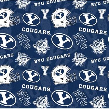 Imagem de Brigham Young University Cougars Tecido 100% algodão oficialmente licenciado pela Sykel Enterprises – 1 jarda pré-cortado