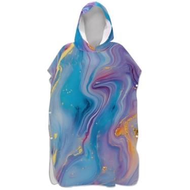 Imagem de Joisal Poncho de surfe absorvente para trocador de roupas de banho de praia com capuz colorido mármore roxo homens mulheres poncho com capuz