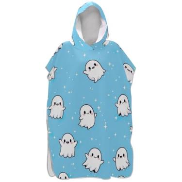 Imagem de Joisal Poncho de surfe plus size para adultos trocador com capuz toalha de natação bonito espectro azul homens mulheres poncho com capuz