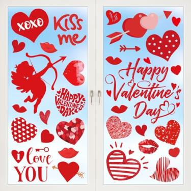 Imagem de Adesivos de janela de dia dos namorados, 8 folhas, adesivos de janela de dia dos namorados, decalques de vidro de dois lados para decoração de festa temática de casamento e dia dos namorados