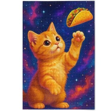 Imagem de Cute Cat Chic Jigsaw Puzzle 1000 Pieces Adults Animal Colorful Art Creative Puzzles Gifts Family White Elephant Gifts, 1000 Pieces, 29.5" x 19.7"