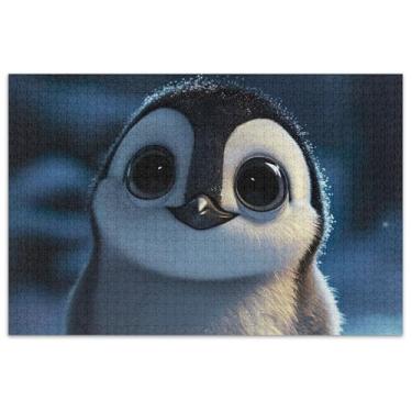 Imagem de Quebra-cabeça de olhos grandes de pinguim fofo para adultos, 500 peças, presentes engraçados, jogos de arte, brinquedos