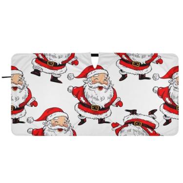 Imagem de Guarda-sol de carro branco vintage personalizado Papai Noel para-brisa engraçado dobrável janela de carro para-brisa frontal floral animal, 81 cm x 157 cm