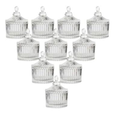 Imagem de Kit 30 Mini Bomboniere Potiche de Vidro Cristal Doces Decoração Lembrancinha Presente Aniversario(Kit 10 Bomboniere)