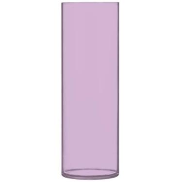 Imagem de Vaso redondo de plástico lilás lavanda bonito vaso cilíndrico vaso de flores floral decoração de casa estética, 30 cm x 9,9 cm