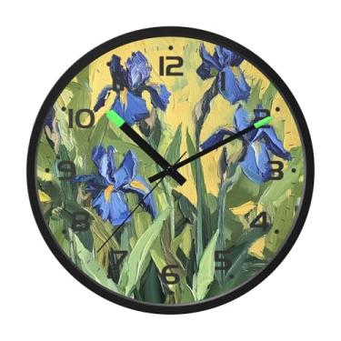 Imagem de SEHANY Herb Wildflower Relógio de parede silencioso sem tique-taque relógio redondo operado por bateria 30 cm controle de som luz noturna relógios de parede para sala de estar, cozinha, quarto