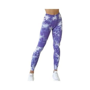 Imagem de Leggings De Yoga Slim-Fit Com Estampa Tie-Dye Para Fitness, Corrida E 