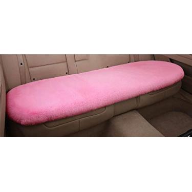 Imagem de Almofada de assento de carro de pele sintética de coelho macia de inverno, ajuste universal de pelúcia frontal e traseira felpuda para assento de carro - 1 peça (banco traseiro 1 peça, rosa)