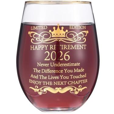 Imagem de Calltoge 2026 Retirement Gifts for Women Men 425.2 g Copo de vinho tinto copo de vinho nunca subestime a diferença que você fez presente de aposentadoria