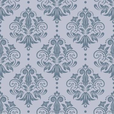 Imagem de VaryFloral Papel de parede Damask Peel and Stick azul claro papel de parede floral vitoriano retrô meados do século acinzentado azul damasco papel de contato para gaveta de móveis pré-colado cobertura