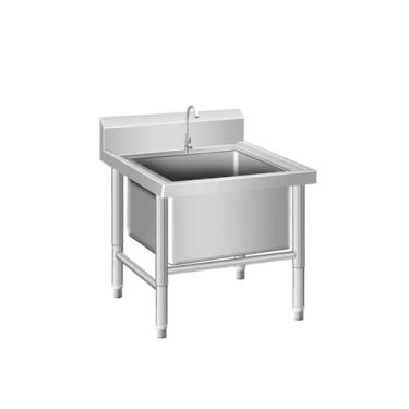 Imagem de Lavatório de esfregão comercial, pia/lavatório de esfregão de montagem no chão, bacia de serviço de esfregão de aço inoxidável, balde de esfregão utilitário interno e externo, pia de lavanderia, com