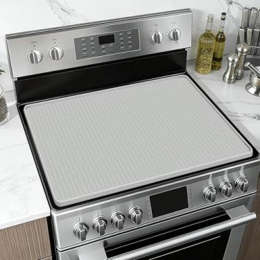 Imagem de Capas de fogão de 81 cm x 56 cm para fogão elétrico Lanstics cobertura de fogão de vidro multiuso resistente ao calor protetor de bancada tapete resistente ao fogo tapete para balcão de cozinha