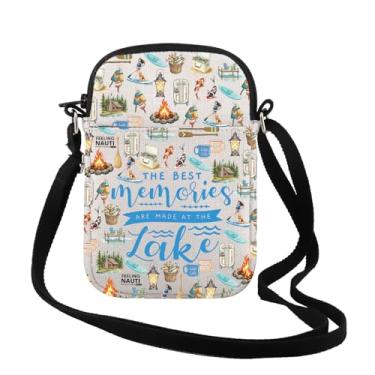 Imagem de TSOTMO Lake Lover Gift The Best Memories Are Made Lake Life Bolsa tiracolo com zíper Aventura Rio Viagem Presente, Lake Cr
