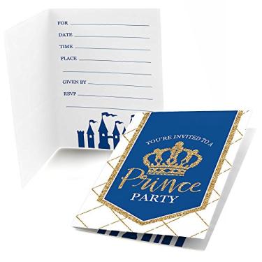 Imagem de Big Dot of Happiness Royal Prince Charming – Convites para chá de bebê ou festa de aniversário (8 unidades)