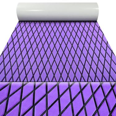 Imagem de KT GuoMei 98,4 cm × 45,5 cm autoadesivo piso de barco espuma EVA folha de deck de barco antiderrapante para pesca adequado para iates, jardins, kart, etc (padrão diamante, roxo e preto, 280 cm x 96 cm