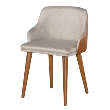 Imagem de Kit com Banquetas Altas de Linho e Couro - Pés em Madeira Maciça, Design Moderno e Minimalista para Cozinha, Balcão e Sala