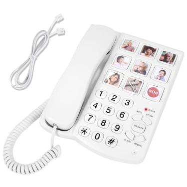 Imagem de Telefone com botão grande para idosos, 9 botões grandes de foto e discagem com um clique, sino alto, fácil de programar, telefones fixos para idosos, para pessoas com deficiências visuais, auditivas e