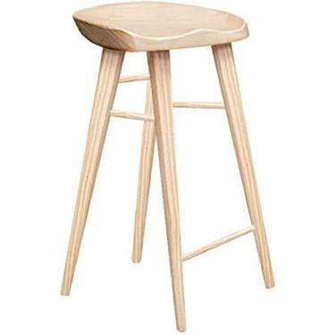 Imagem de Cadeira De Bar De Madeira, Banqueta De Café De Lazer Ao Ar Livre Cadeira Alta Adequada Para Sala De Jantar Cozinha,C,75cm