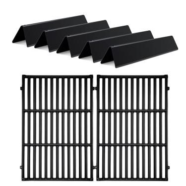 Imagem de LPTNFRTN 5 PACOTES 7636 Barras aromatizadoras de aço de porcelana com 2 PACOTES 7638 Grelhas de ferro para grelha Weber Spirit 300 e GS4 Spirit II Série 300 E310 E320 E330 S310 S320 S330 Parte 69797