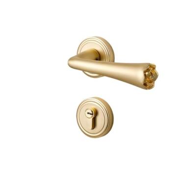 Imagem de Maçaneta de porta francesa antiga para quarto interno fechadura de porta dourada fechadura magnética silenciosa (fechadura silenciosa)