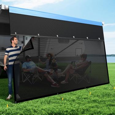 Imagem de Fonzier Tela De Proteção Solar Para Trailer Com Zíper, Parte Superior Em Oxford 600D Atualizada + Inferior Malha Mais Densa 8,11 Oz, 95% Uv, Kit Completo Fácil Instalação 7' X 11'3''